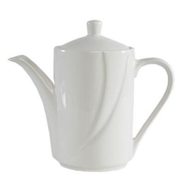 Tuxton China AlumaTux San Marino 7.5 in. Tea Pot with Lid - Pearl White - 6 pcs, 6PK ASU-102